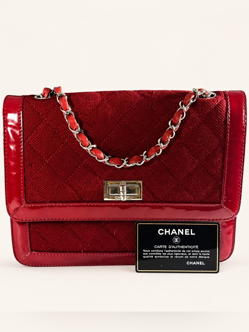 Chanel Reissue Flap Bag Red Quilted Jersey Patent Leather Rare Vintage